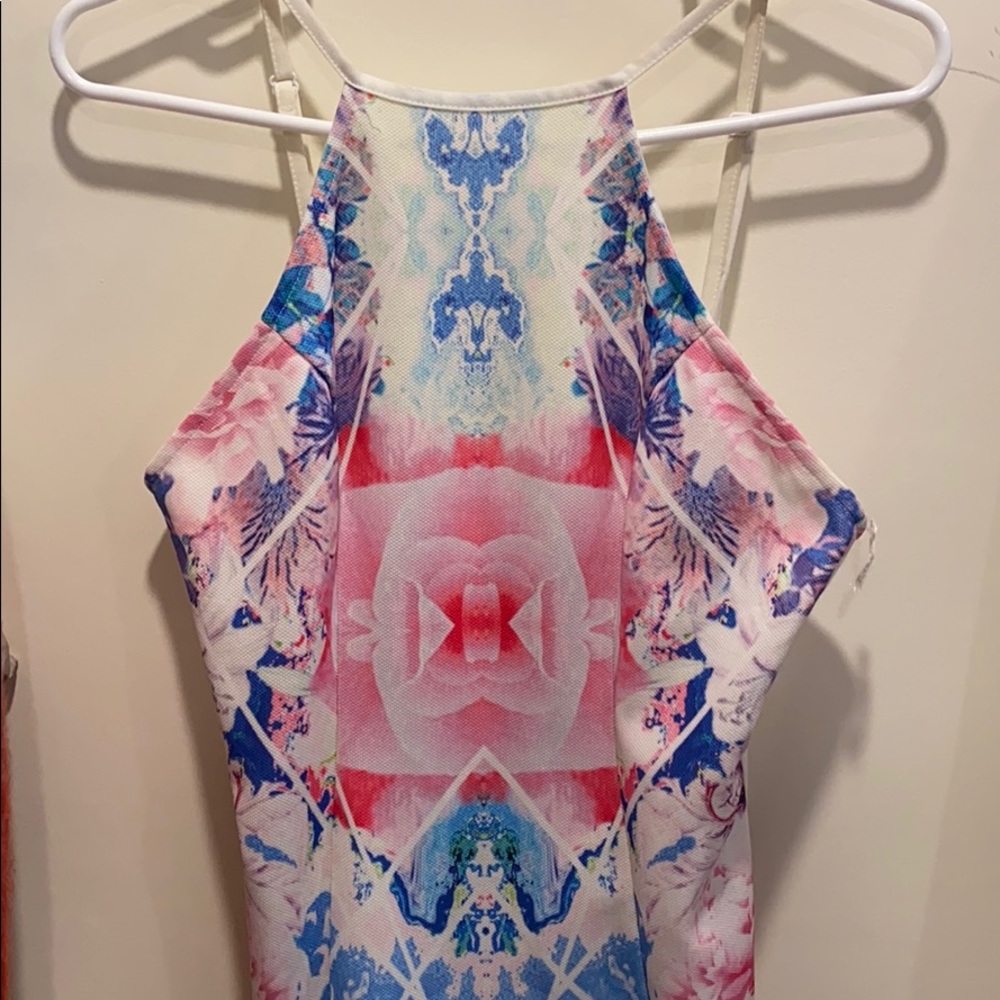 Pink and Blue Patterned Mini Dress